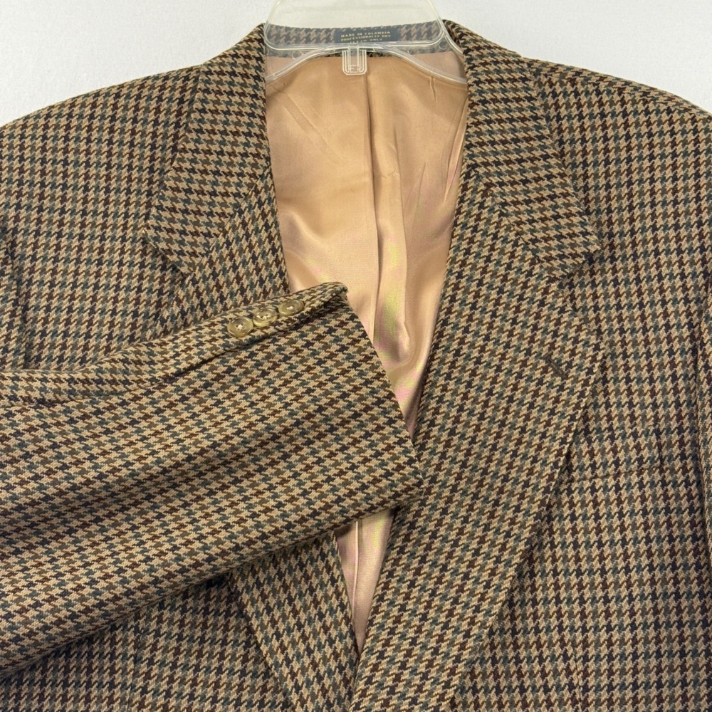 Oscar de la Renta Sport Coat Mens Brown Houndstooth Blazer Tailored Jacket